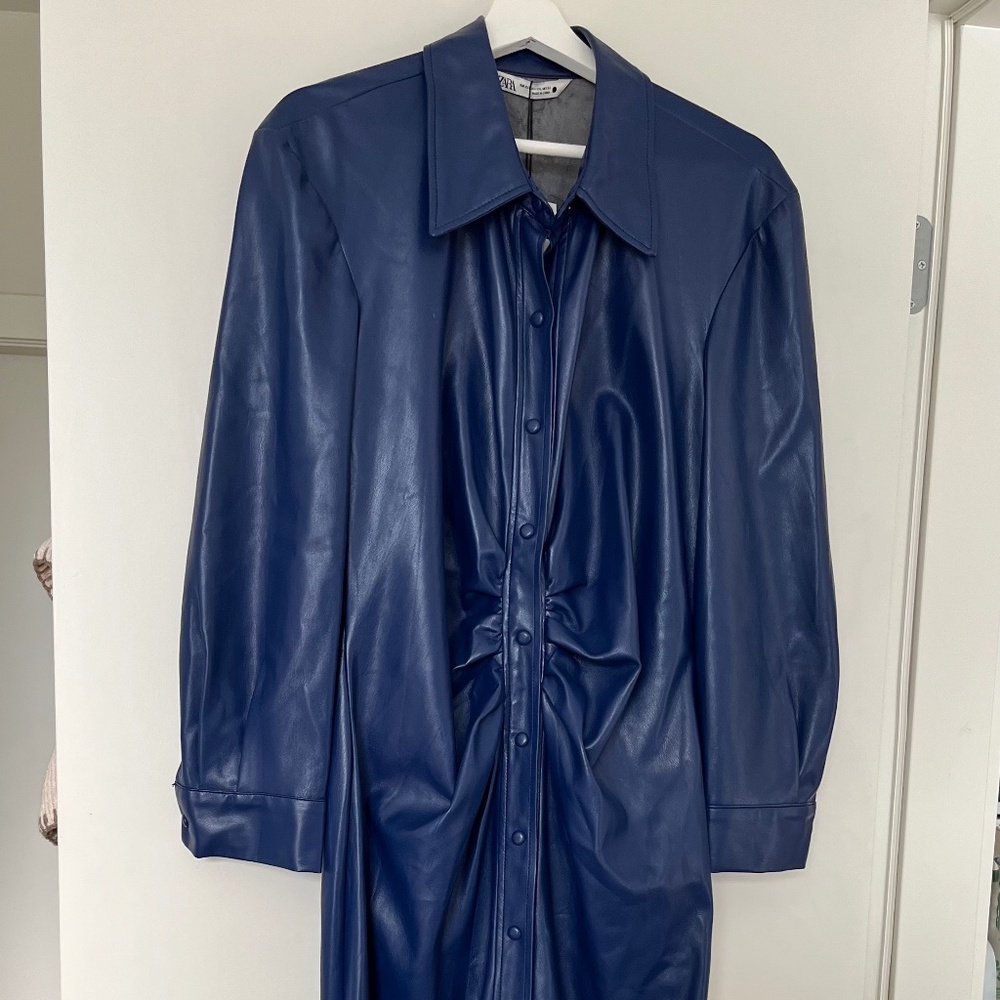 Gorgeous blue faux leather dress XXL